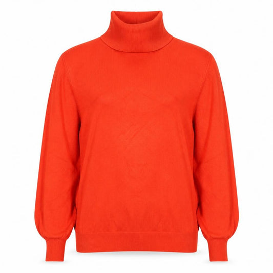 Reiss Women Orange M Roll Neck Balloon Sleeve Viscose Knit Jumper