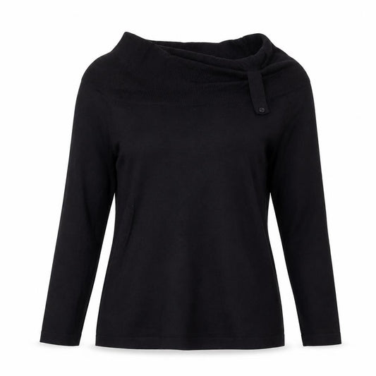 Linea Women’s Black M Cowl Neck Button Detail Knit Jumper