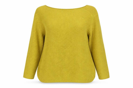 Seasalt Women Yellow Organic Cotton Knit Boat Neck Jumper UK 8
