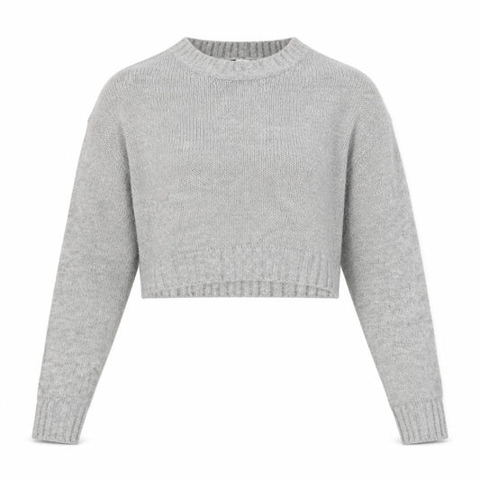 COS Women Grey XS Mohair Blend Mock Neck Cropped Knit Jumper