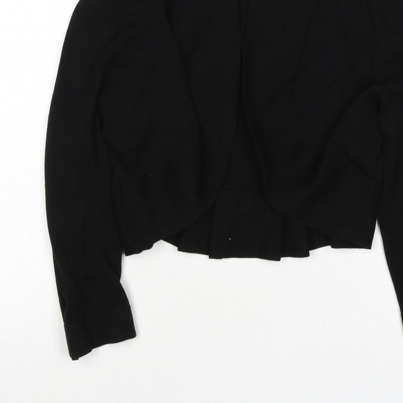 Monsoon Women Black M Open Front Bow Knit Cardigan Long Sleeve