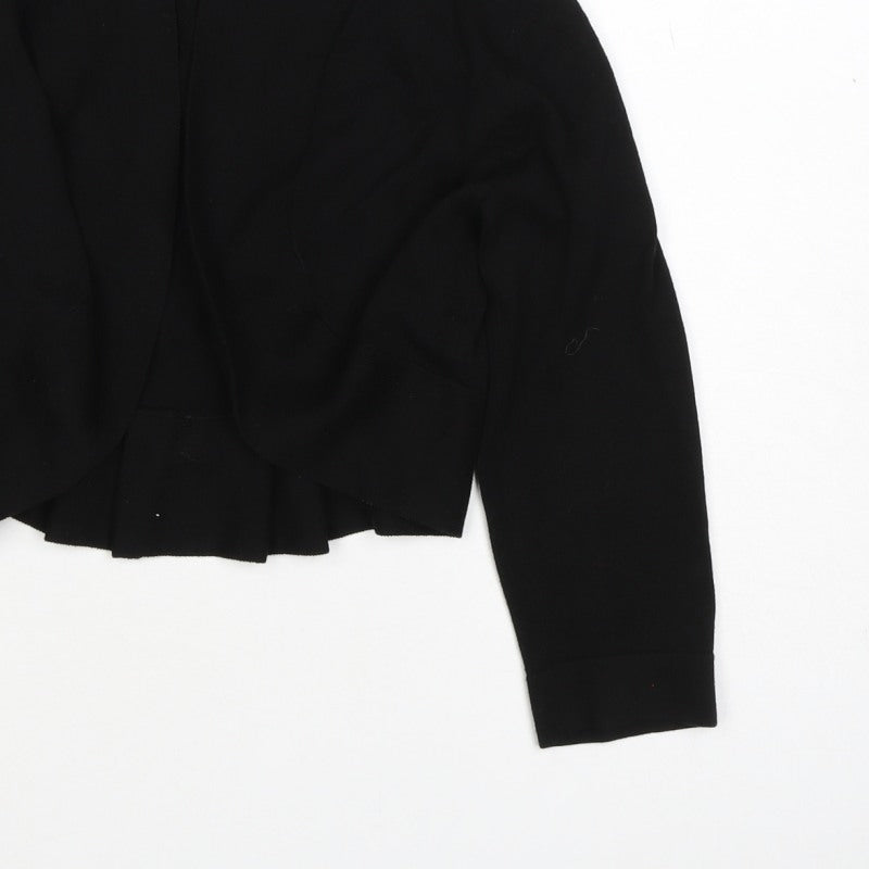 Monsoon Women Black M Open Front Bow Knit Cardigan Long Sleeve