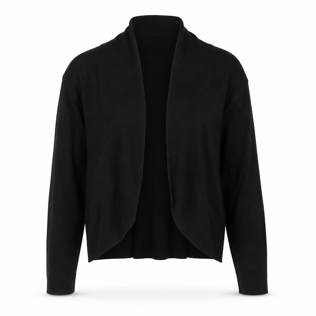 Monsoon Women Black M Open Front Bow Knit Cardigan Long Sleeve