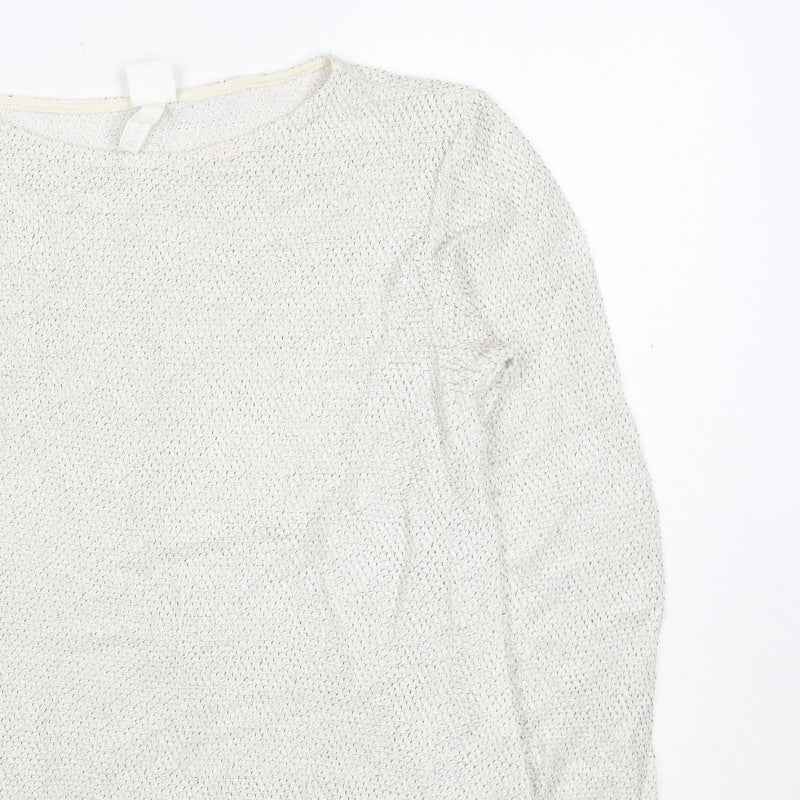 H&M Women Ivory S Open-Knit Long Sleeve Pullover Jumper