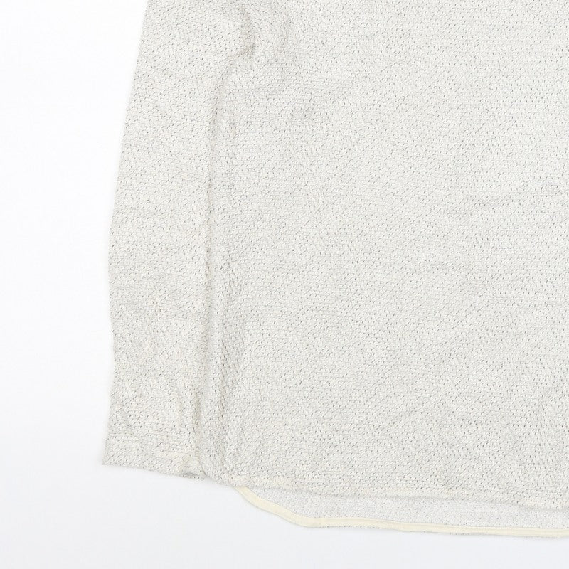 H&M Women Ivory S Open-Knit Long Sleeve Pullover Jumper