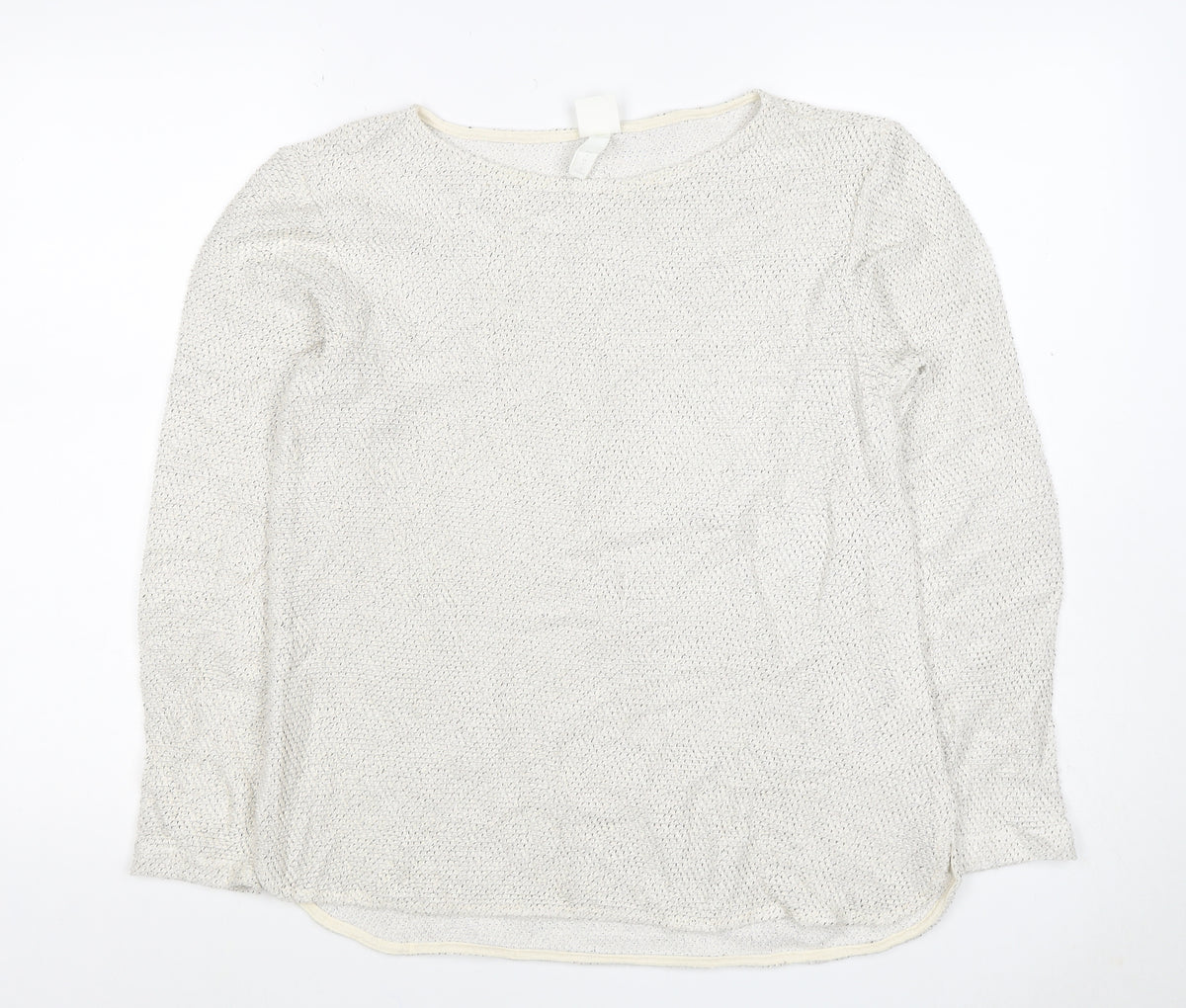 H&M Women Ivory S Open-Knit Long Sleeve Pullover Jumper