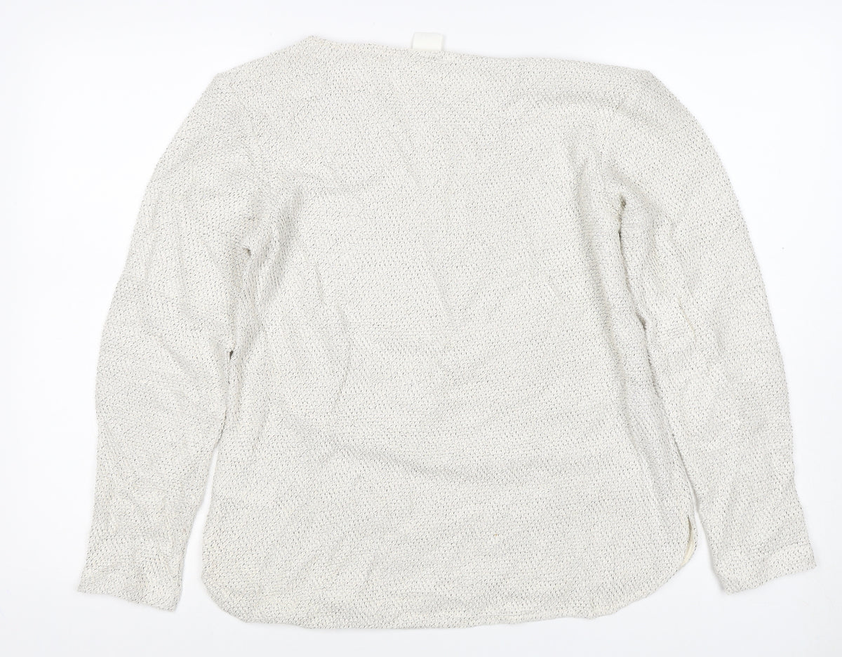 H&M Women Ivory S Open-Knit Long Sleeve Pullover Jumper