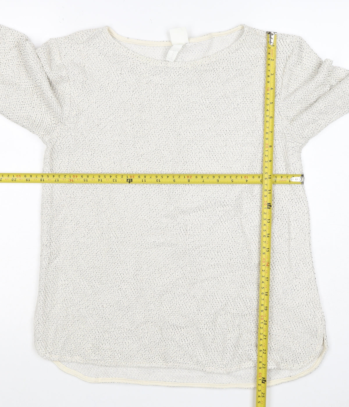 H&M Women Ivory S Open-Knit Long Sleeve Pullover Jumper