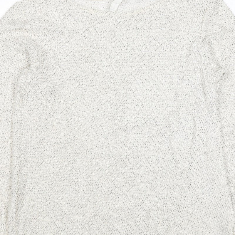 H&M Women Ivory S Open-Knit Long Sleeve Pullover Jumper