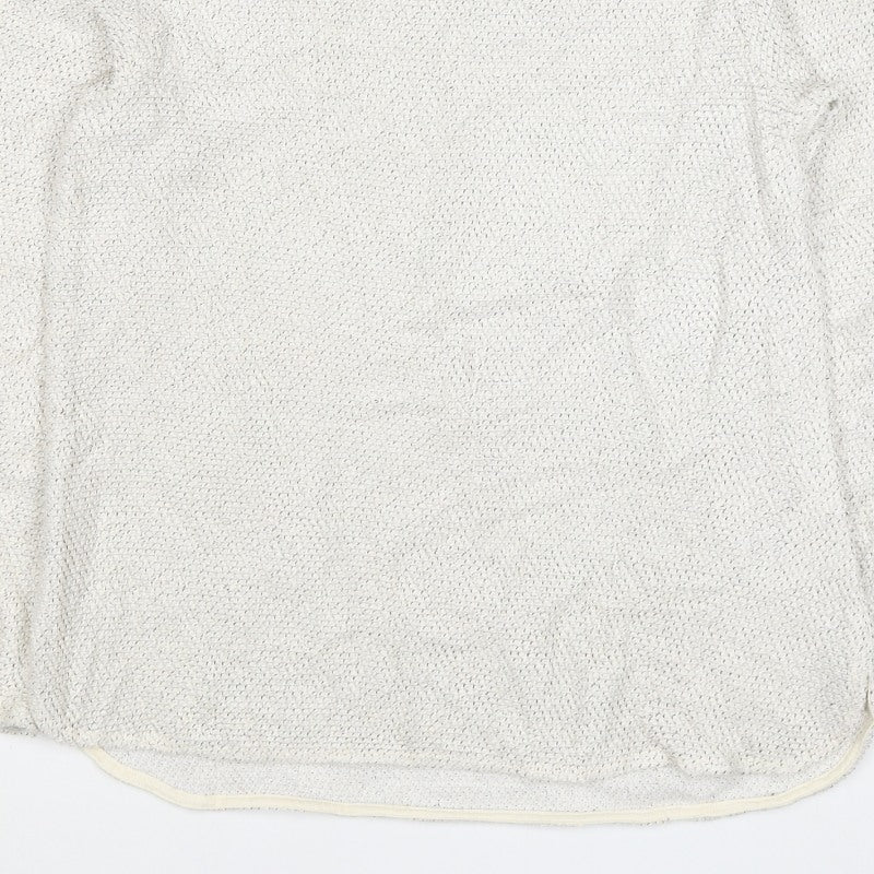 H&M Women Ivory S Open-Knit Long Sleeve Pullover Jumper