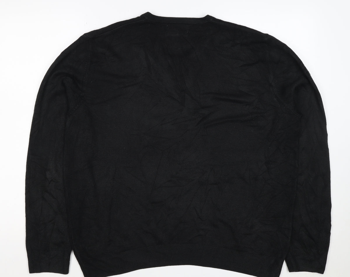 Marks & Spencer Mens Black XL Cashmilon V-Neck Knit Pullover Jumper