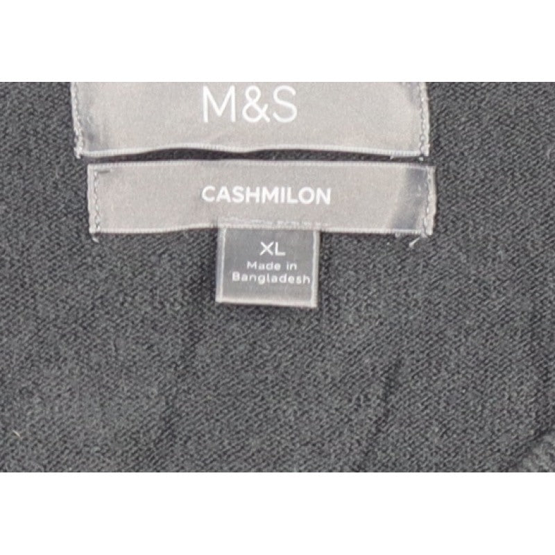 Marks & Spencer Mens Black XL Cashmilon V-Neck Knit Pullover Jumper
