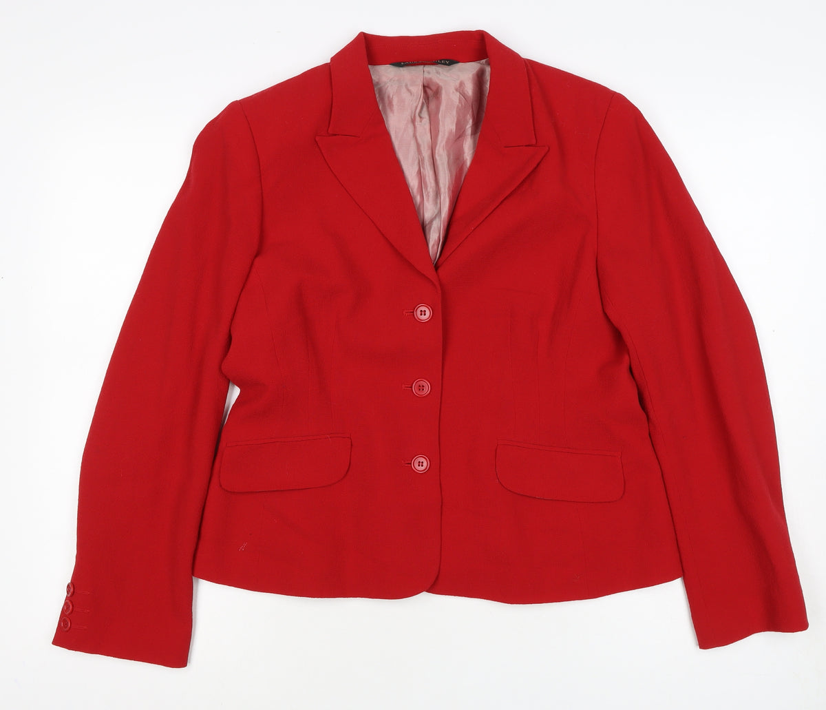 Laura Ashley Women Red Wool Blazer UK 14 Lined Tailored Jacket