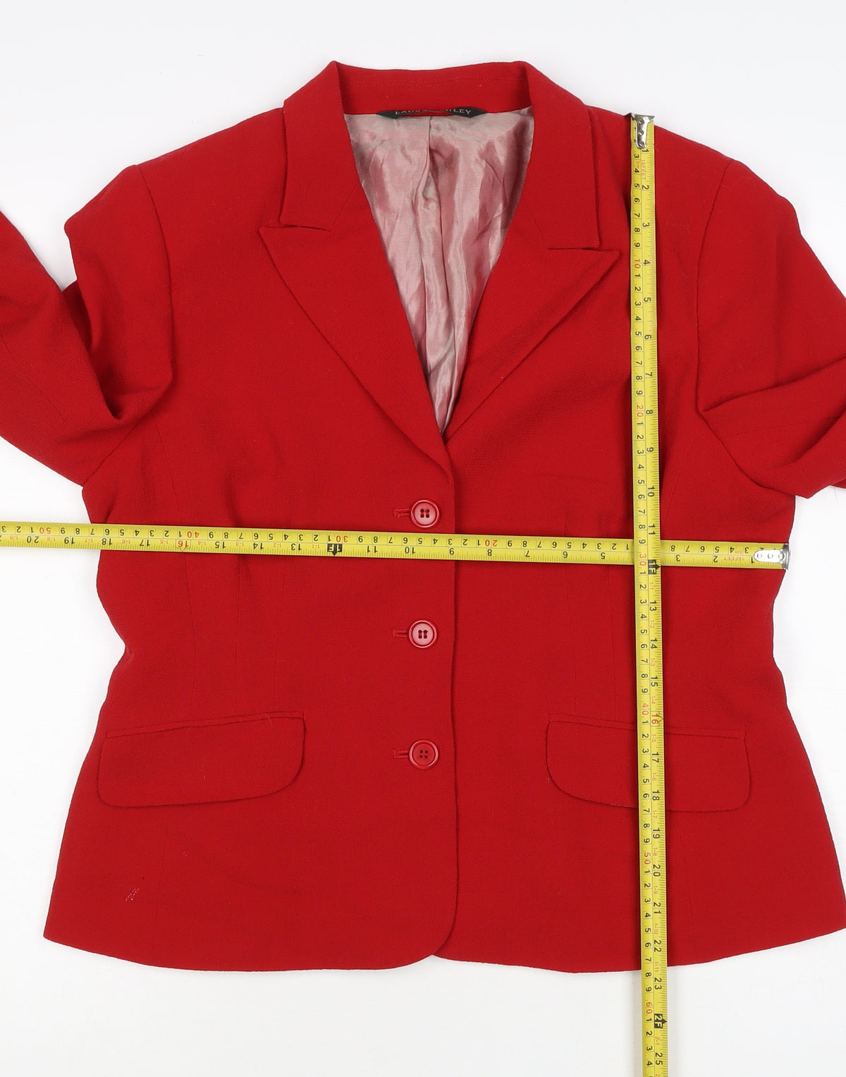 Laura Ashley Women Red Wool Blazer UK 14 Lined Tailored Jacket