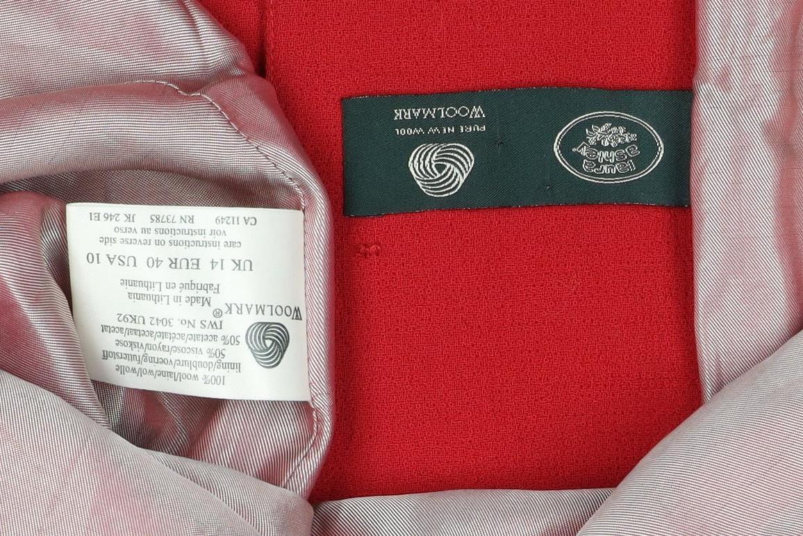 Laura Ashley Women Red Wool Blazer UK 14 Lined Tailored Jacket