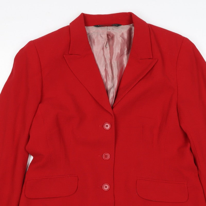 Laura Ashley Women Red Wool Blazer UK 14 Lined Tailored Jacket