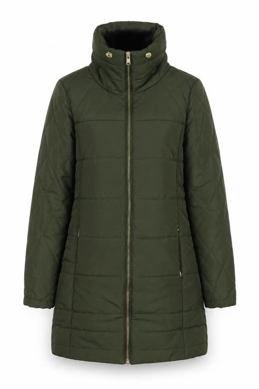 Vero Moda Women’s Green S Long Quilted Puffer Coat High Neck