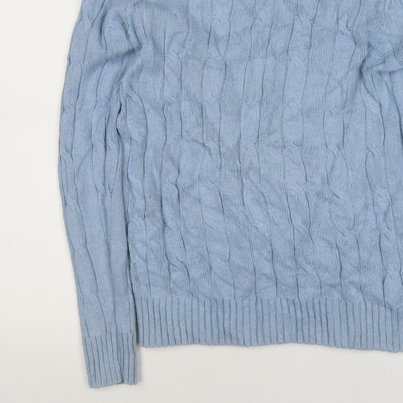 Simon Carter Men’s Blue XL Cable Knit Crew Neck Pullover Jumper