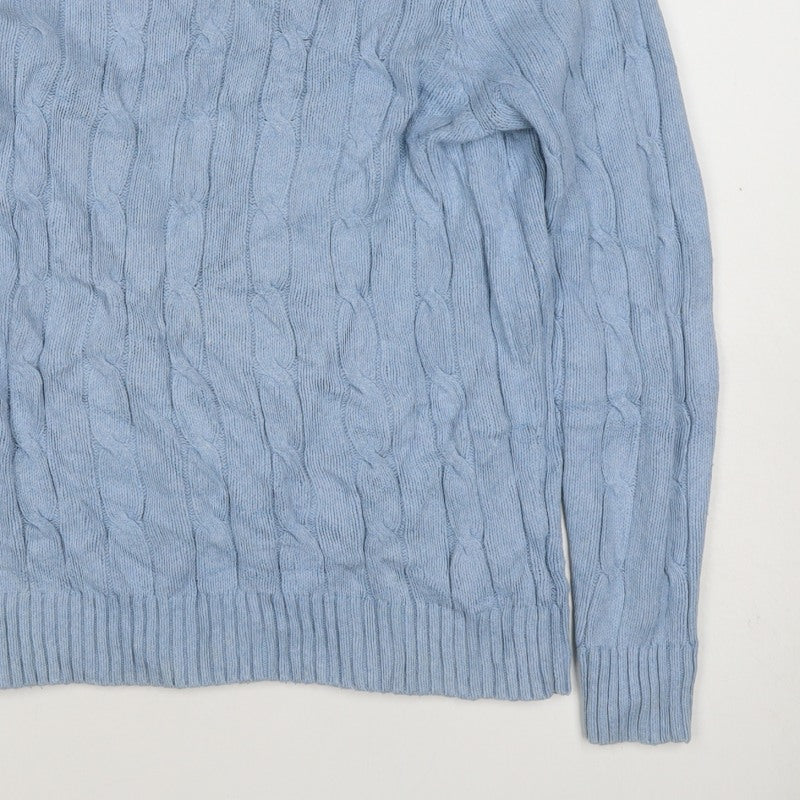 Simon Carter Men’s Blue XL Cable Knit Crew Neck Pullover Jumper