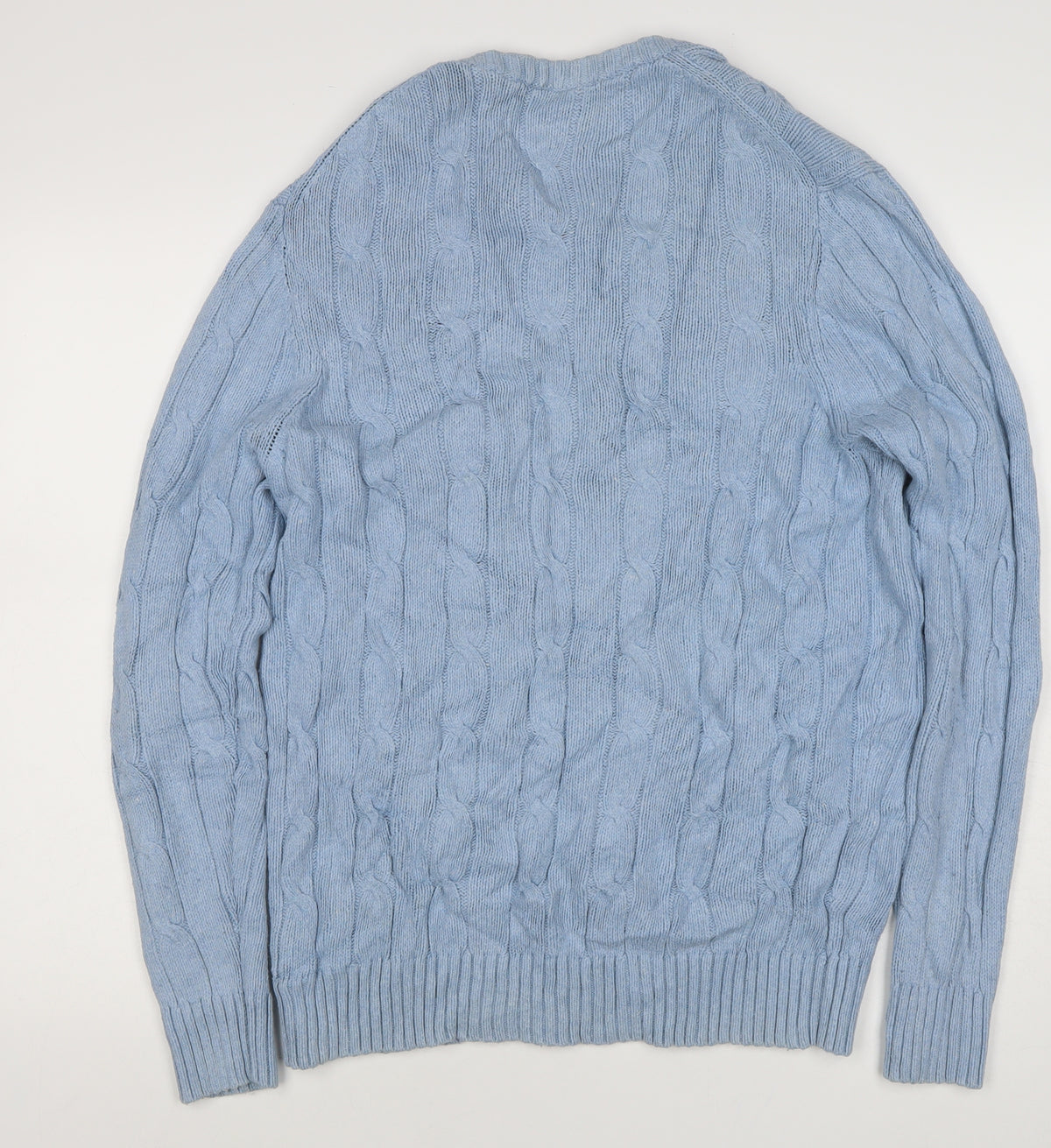 Simon Carter Men’s Blue XL Cable Knit Crew Neck Pullover Jumper