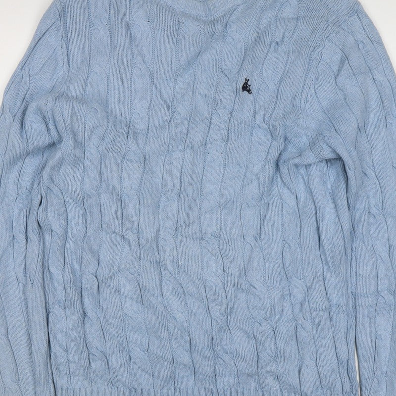 Simon Carter Men’s Blue XL Cable Knit Crew Neck Pullover Jumper