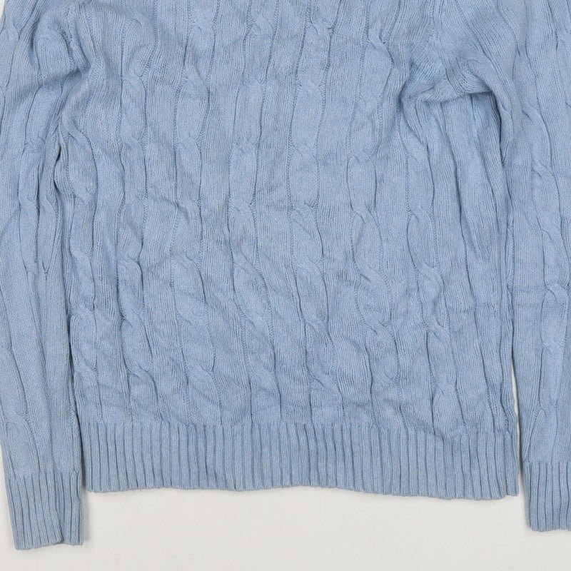Simon Carter Men’s Blue XL Cable Knit Crew Neck Pullover Jumper