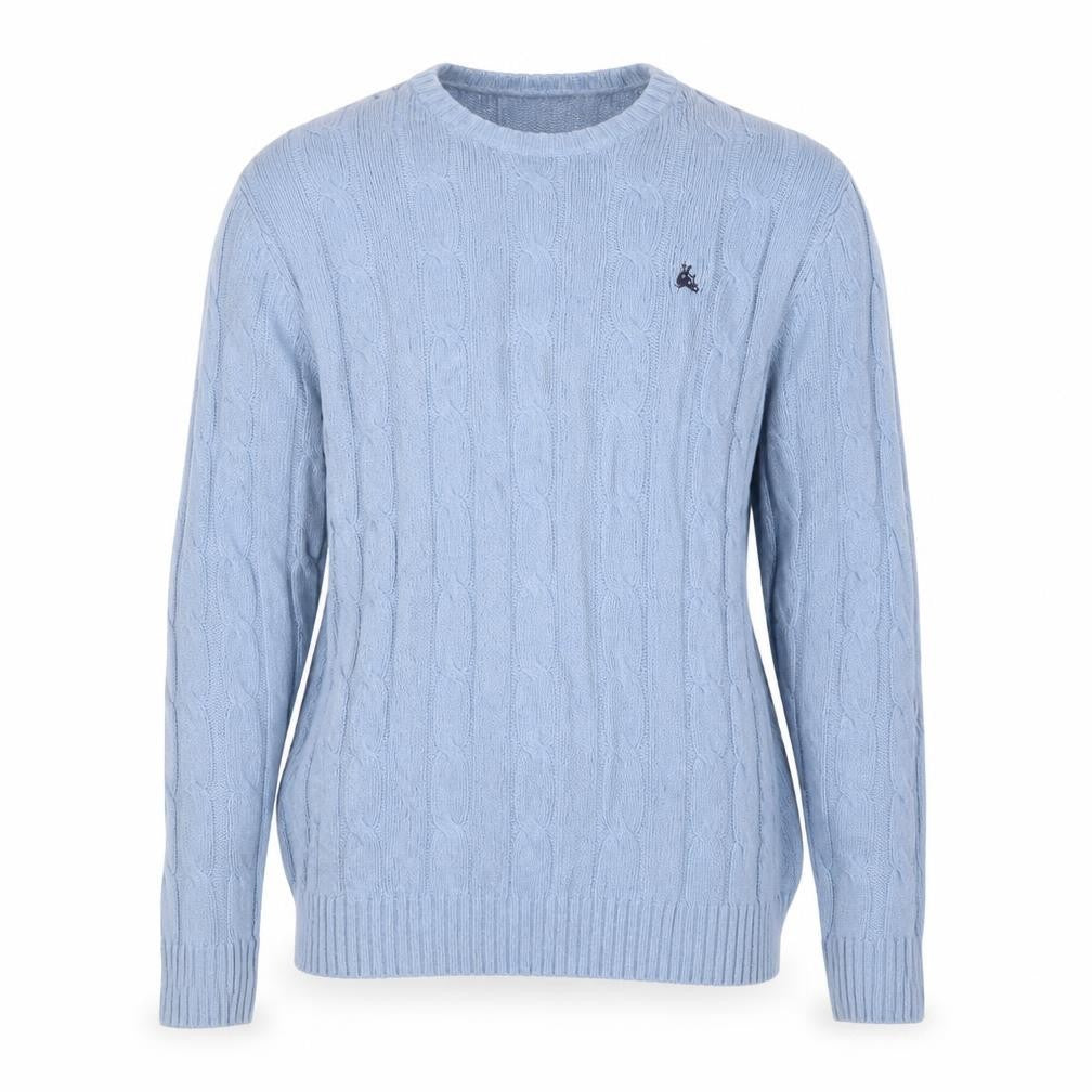 Simon Carter Men’s Blue XL Cable Knit Crew Neck Pullover Jumper