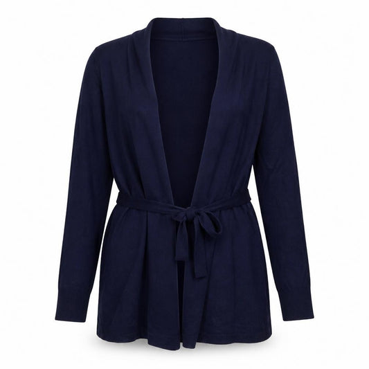 JoJo Maman Bébé Women Blue L Maternity Belted Hooded Wrap Cardigan