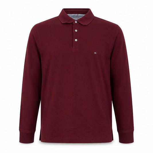 Tommy Hilfiger Men’s Red XL Slim Fit Long Sleeve Cotton Polo