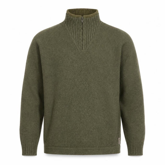 Woolrich Men’s Green M Cable Knit 1/4 Zip Wool Pullover Jumper