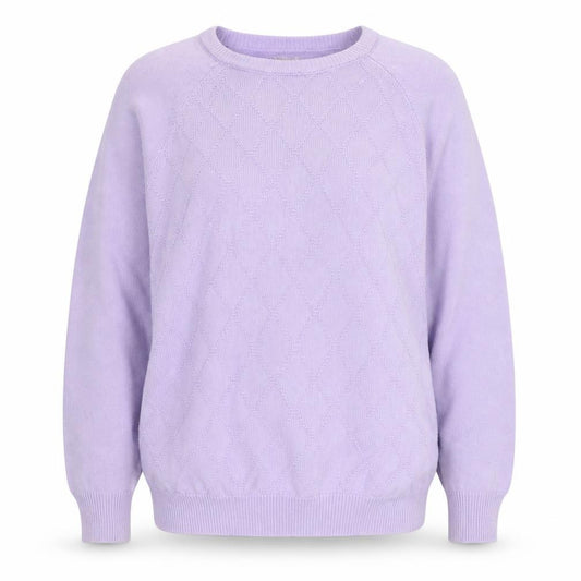 Cotton Traders Women Purple M Argyle Crew Neck Cotton Jumper
