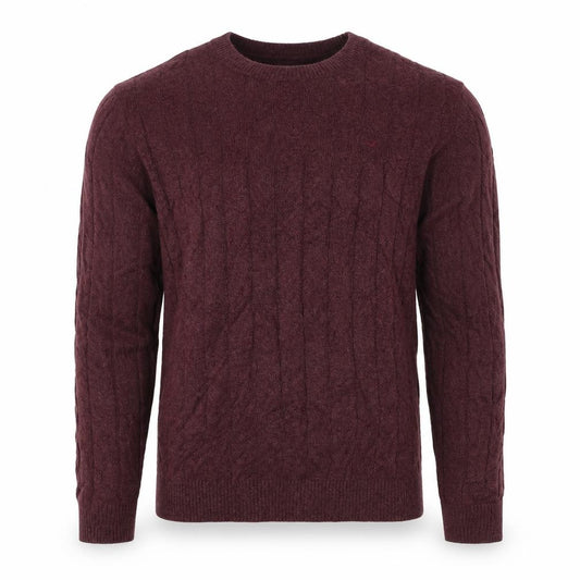 Hollister Men’s Burgundy Red L Cable Knit Crew Neck Pullover Jumper