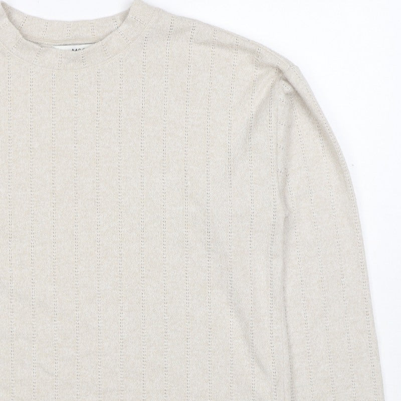 Marks and Spencer Womens Beige Size 14 Pointelle Knit Pullover Jumper