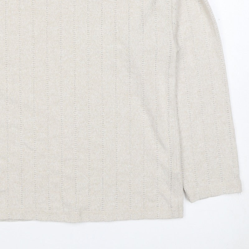 Marks and Spencer Womens Beige Size 14 Pointelle Knit Pullover Jumper