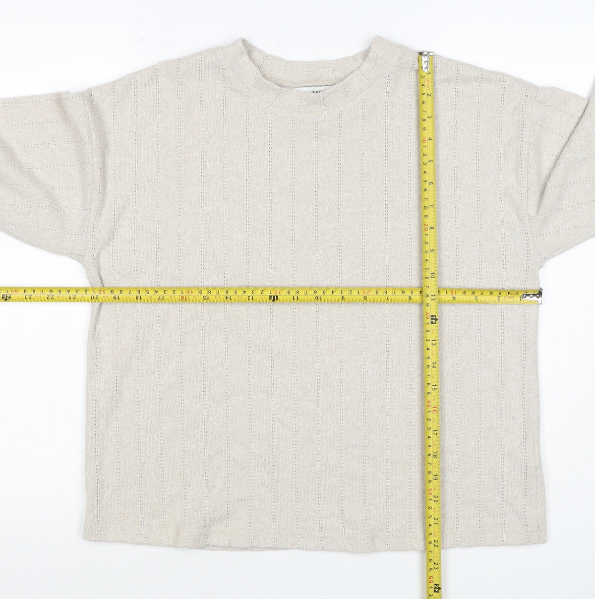 Marks and Spencer Womens Beige Size 14 Pointelle Knit Pullover Jumper