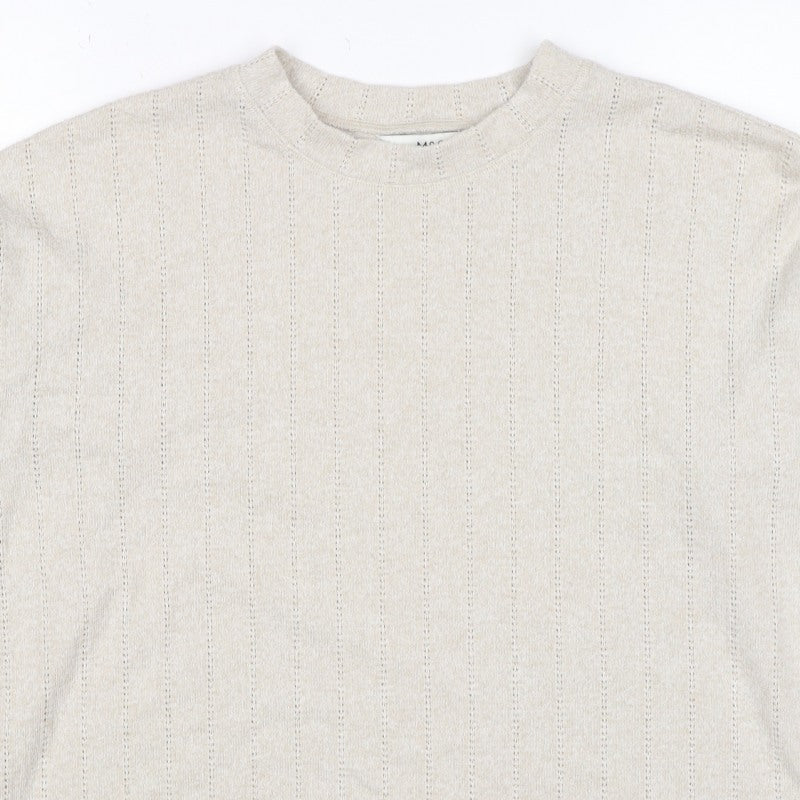 Marks and Spencer Womens Beige Size 14 Pointelle Knit Pullover Jumper