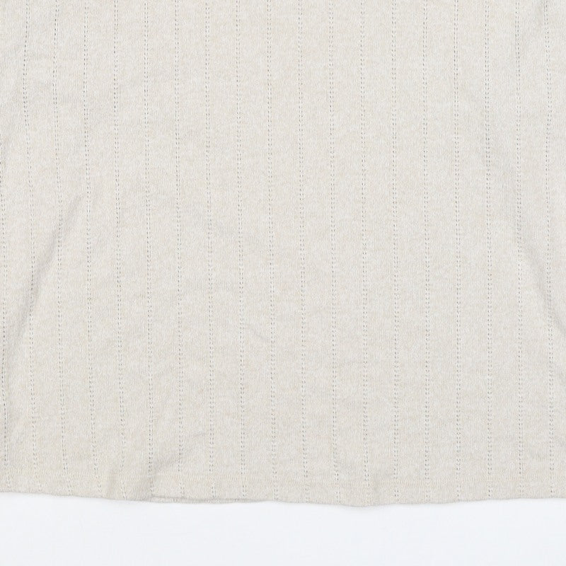 Marks and Spencer Womens Beige Size 14 Pointelle Knit Pullover Jumper