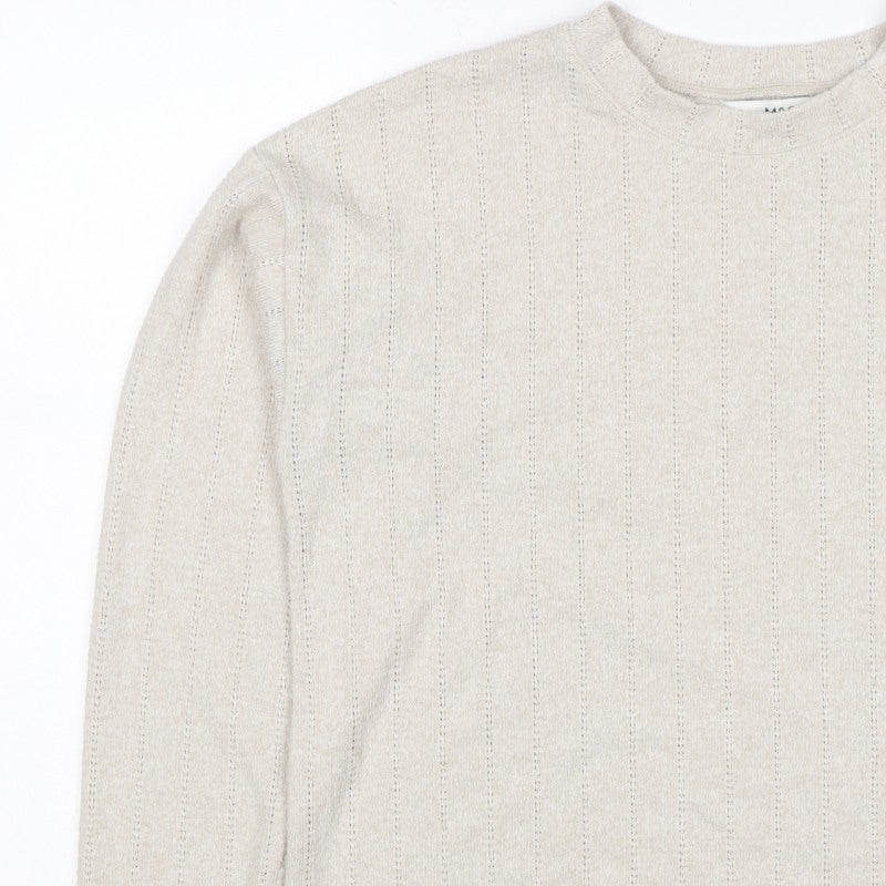 Marks and Spencer Womens Beige Size 14 Pointelle Knit Pullover Jumper