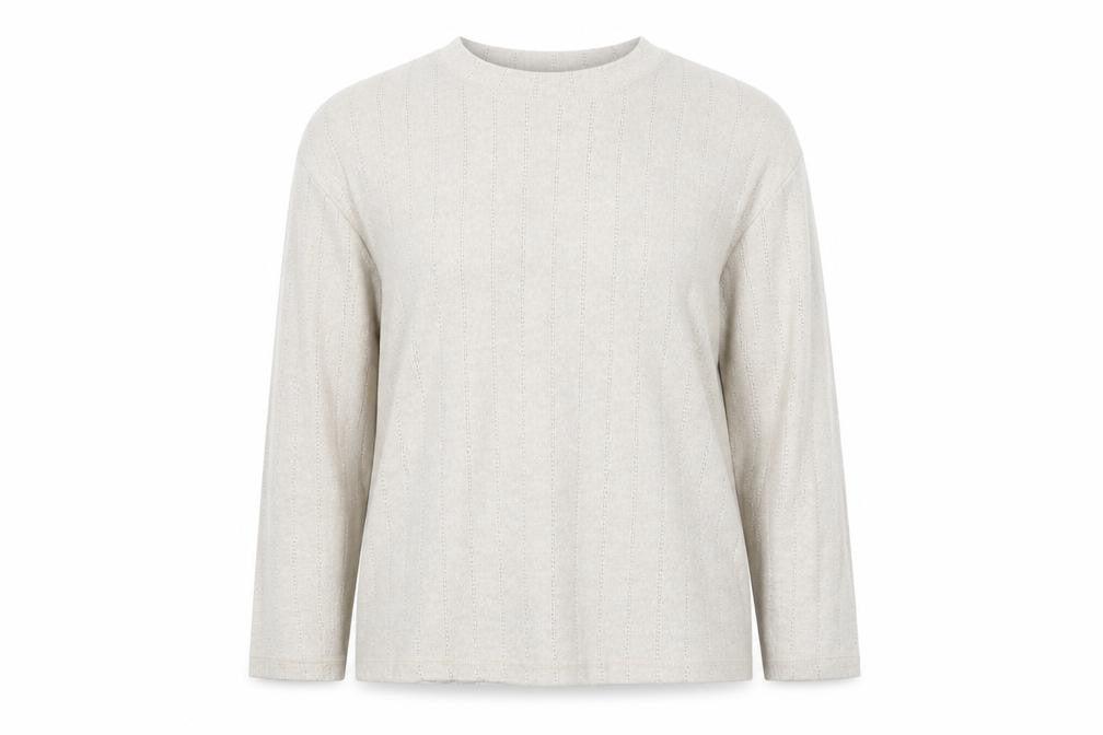 Marks and Spencer Womens Beige Size 14 Pointelle Knit Pullover Jumper
