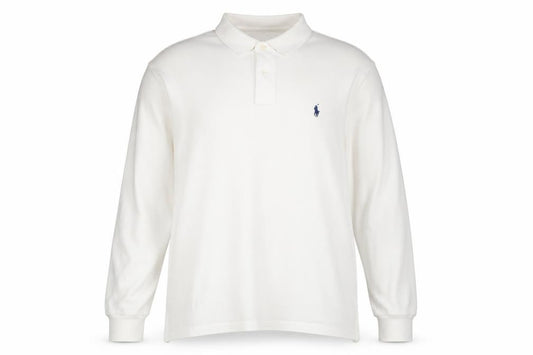 Polo Ralph Lauren Men Ivory 2XL Custom Slim Fit Long Sleeve Polo