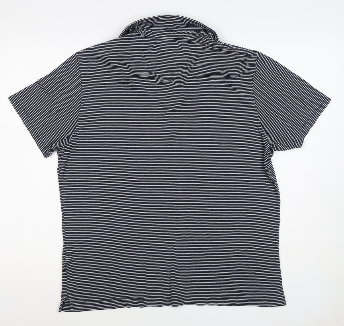 Marks and Spencer Men Black Stripe Tailored Fit Polo Shirt L