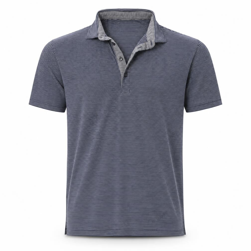 Marks and Spencer Men Black Stripe Tailored Fit Polo Shirt L