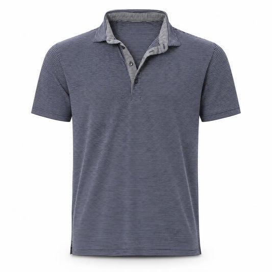Marks and Spencer Men Black Stripe Tailored Fit Polo Shirt L
