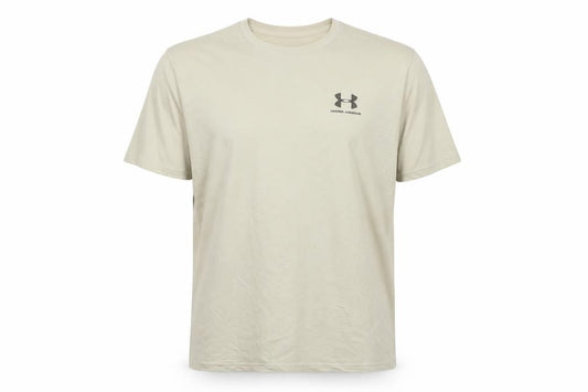 Under Armour Men’s Beige 2XL Loose Fit Logo Crew Neck T-Shirt
