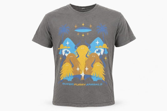 Gildan Men's Grey M Super Furry Animals Graphic Band T-Shirt Short Sleeve