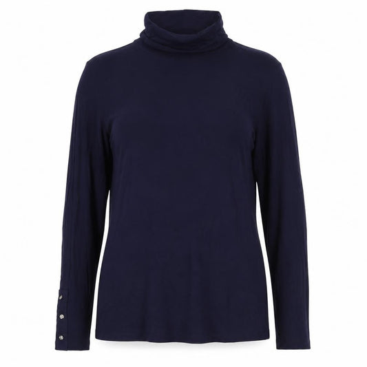 Dorothy Perkins Women Blue UK 14 Roll Neck Stretch Jersey Top