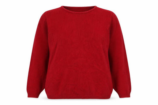 EWM Women Red Cotton Crew Neck Raglan Pullover Jumper Size 14