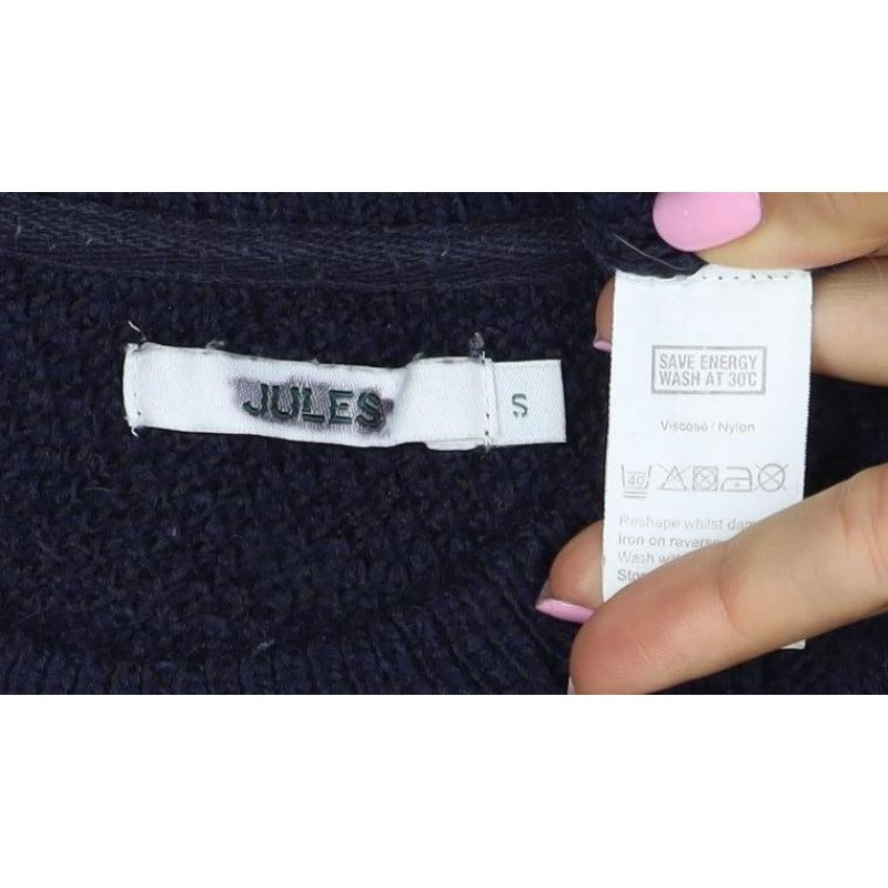 Woler Men's Blue S Cable Knit Shoulder Button Pullover Jumper