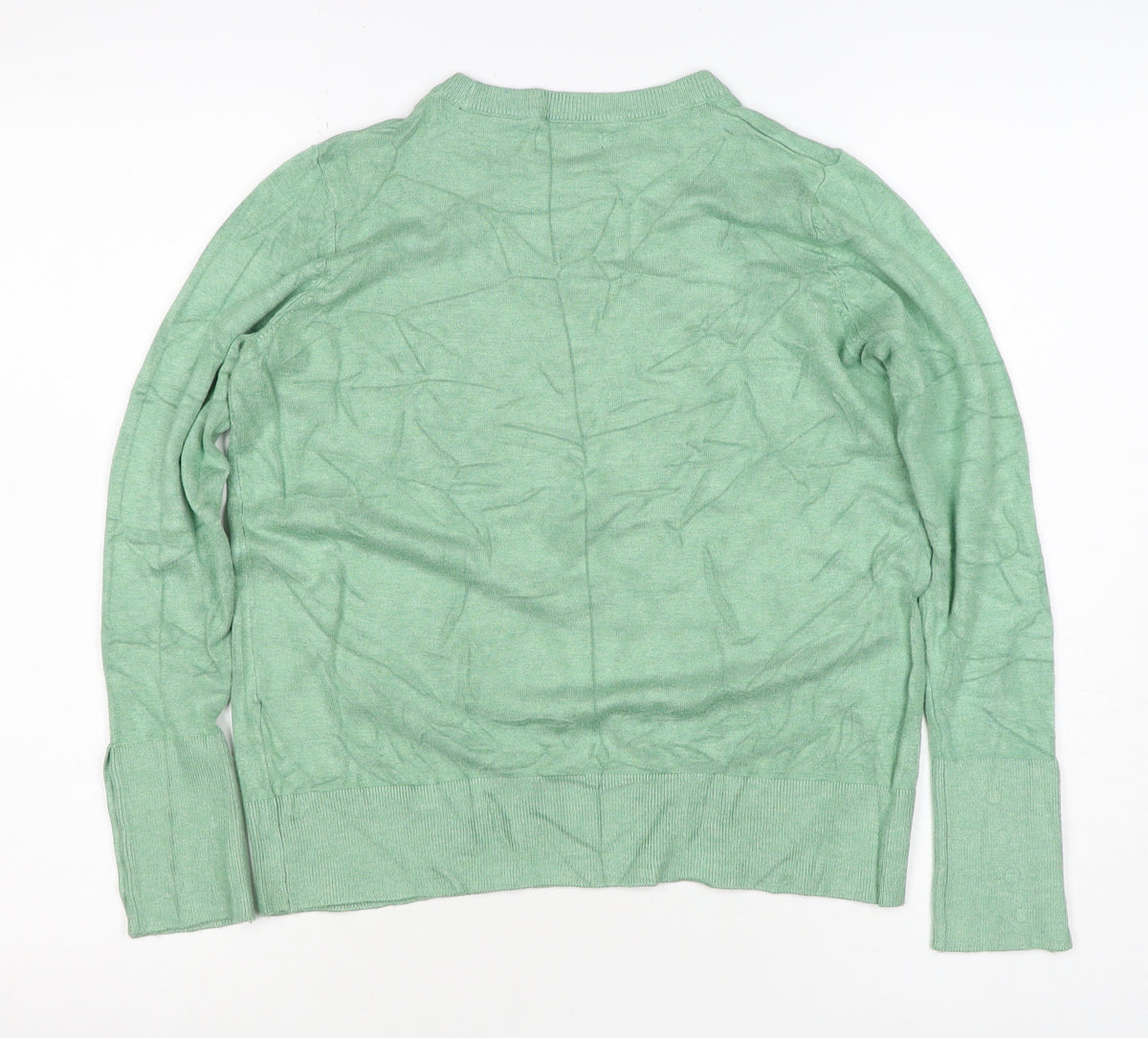 Et Vous Women’s Green Crew Neck Stud Cuff Knit Jumper Size 10