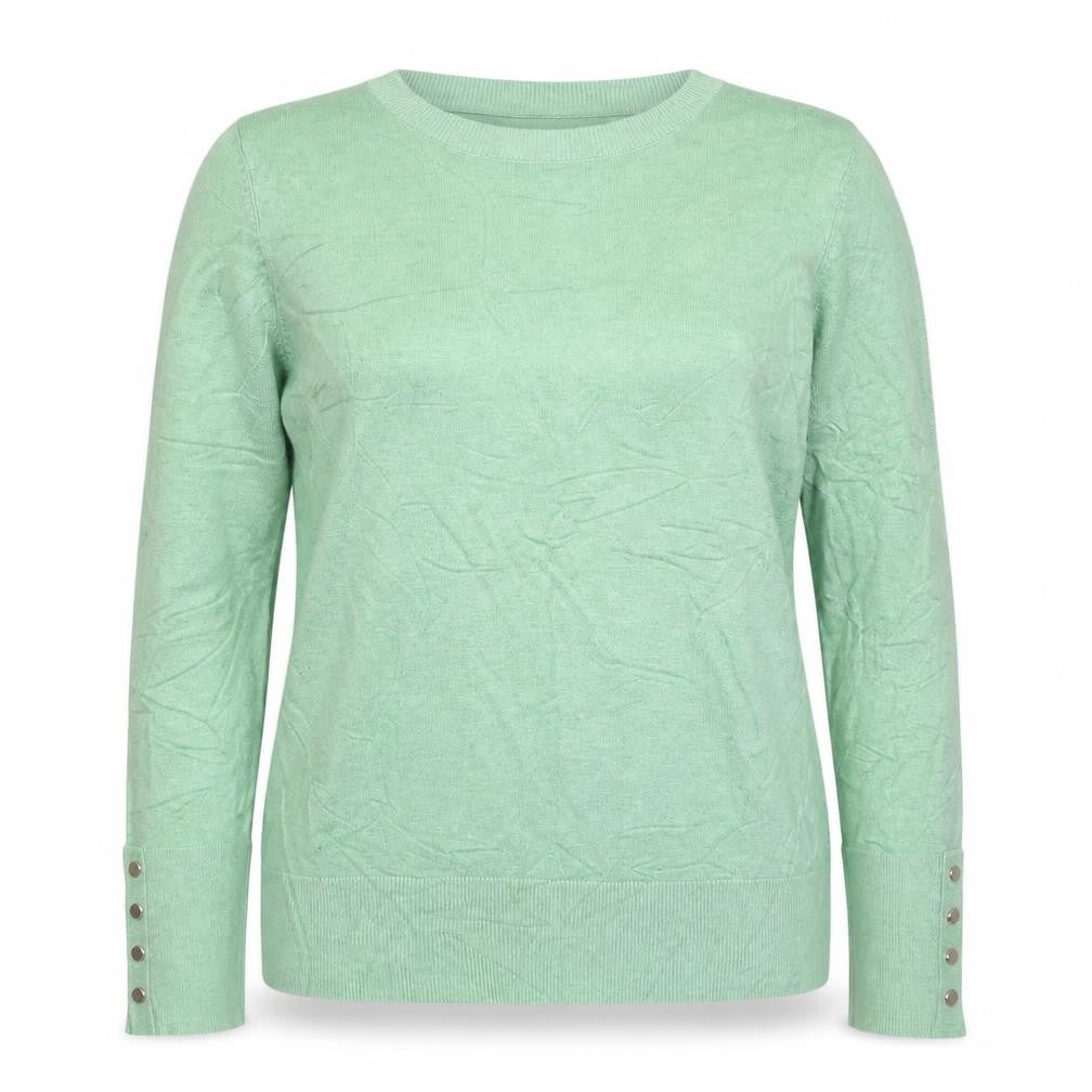 Et Vous Women’s Green Crew Neck Stud Cuff Knit Jumper Size 10